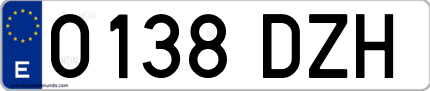 Ejemplo de matrícula de coche ordinaria 0138 DZH