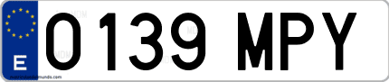 Ejemplo de matrícula de coche ordinaria 0139 MPY