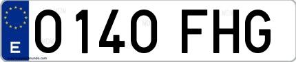 Ejemplo de matrícula española 0140 FHG