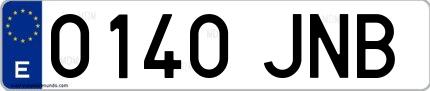 Ejemplo de matrícula española 0140 JNB