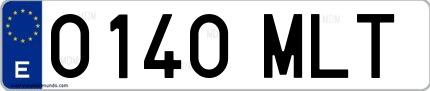 Ejemplo de matrícula española 0140 MLT