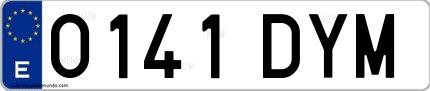 Ejemplo de matrícula española 0141 DYM