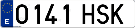 Ejemplo de matrícula de coche ordinaria 0141 HSK