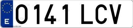 Ejemplo de matrícula española 0141 LCV