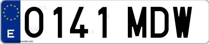 Ejemplo de matrícula española 0141 MDW