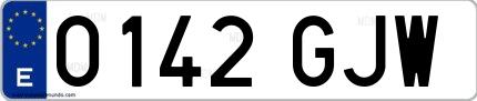 Ejemplo de matrícula española 0142 GJW