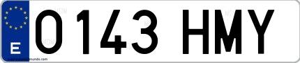 Ejemplo de matrícula española 0143 HMY