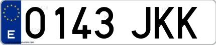 Ejemplo de matrícula española 0143 JKK