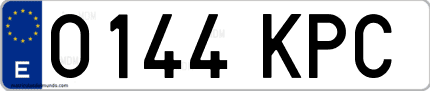 Ejemplo de matrícula de coche ordinaria 0144 KPC