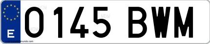 Ejemplo de matrícula española 0145 BWM