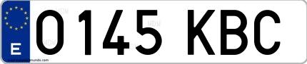 Ejemplo de matrícula española 0145 KBC