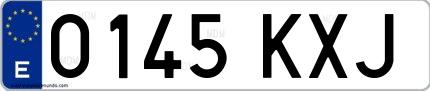 Ejemplo de matrícula española 0145 KXJ