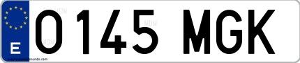 Ejemplo de matrícula española 0145 MGK