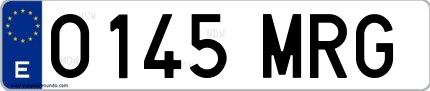 Ejemplo de matrícula española 0145 MRG