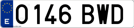 Ejemplo de matrícula de coche ordinaria 0146 BWD