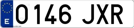 Ejemplo de matrícula española 0146 JXR