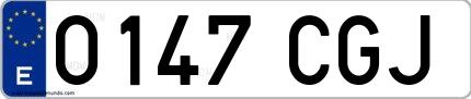 Ejemplo de matrícula española 0147 CGJ