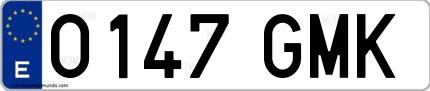 Ejemplo de matrícula española 0147 GMK