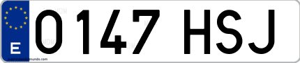 Ejemplo de matrícula de coche ordinaria 0147 HSJ