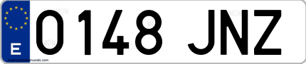 Ejemplo de matrícula de coche ordinaria 0148 JNZ