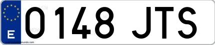 Ejemplo de matrícula española 0148 JTS