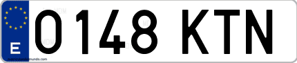 Ejemplo de matrícula de coche ordinaria 0148 KTN