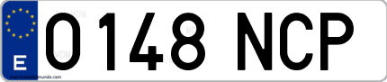 Ejemplo de matrícula de coche ordinaria 0148 NCP
