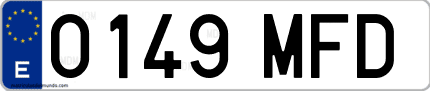 Ejemplo de matrícula de coche ordinaria 0149 MFD