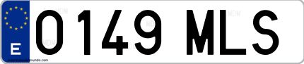 Ejemplo de matrícula de coche ordinaria 0149 MLS