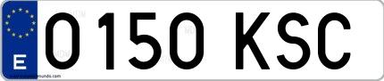 Ejemplo de matrícula española 0150 KSC
