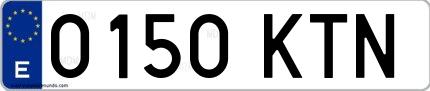 Ejemplo de matrícula española 0150 KTN