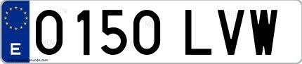 Ejemplo de matrícula española 0150 LVW