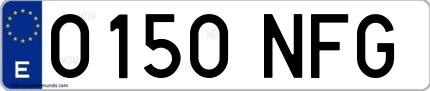 Ejemplo de matrícula española 0150 NFG