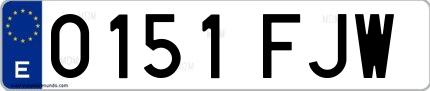 Ejemplo de matrícula española 0151 FJW