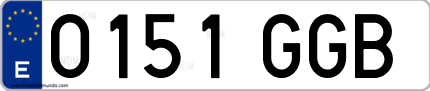 Ejemplo de matrícula de coche ordinaria 0151 GGB