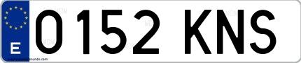 Ejemplo de matrícula española 0152 KNS