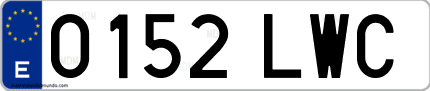 Ejemplo de matrícula de coche ordinaria 0152 LWC