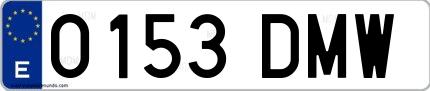 Ejemplo de matrícula española 0153 DMW