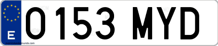 Ejemplo de matrícula de coche ordinaria 0153 MYD