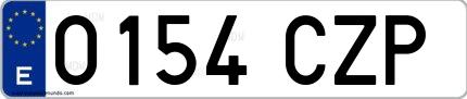 Ejemplo de matrícula española 0154 CZP