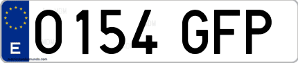 Ejemplo de matrícula de coche ordinaria 0154 GFP