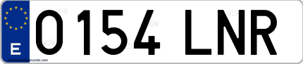 Ejemplo de matrícula de coche ordinaria 0154 LNR