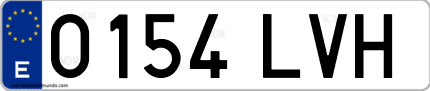 Ejemplo de matrícula de coche ordinaria 0154 LVH