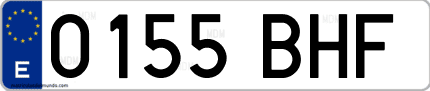 Ejemplo de matrícula de coche ordinaria 0155 BHF
