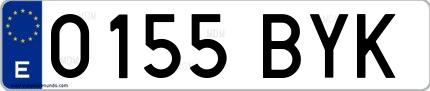 Ejemplo de matrícula española 0155 BYK