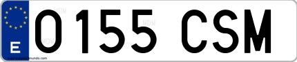 Ejemplo de matrícula española 0155 CSM