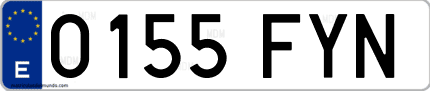 Ejemplo de matrícula de coche ordinaria 0155 FYN