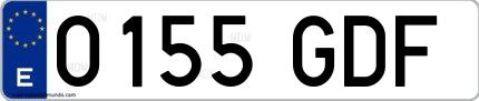 Ejemplo de matrícula española 0155 GDF