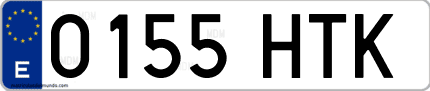 Ejemplo de matrícula de coche ordinaria 0155 HTK