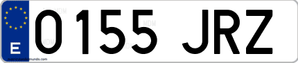 Ejemplo de matrícula de coche ordinaria 0155 JRZ
